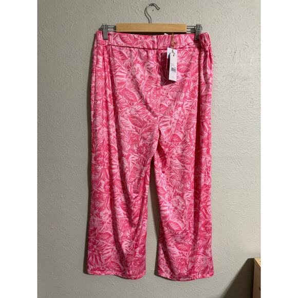 Stella Parker UPF 50 Tropical Pink Beach Pool Pants Large - Picture 2 of 4